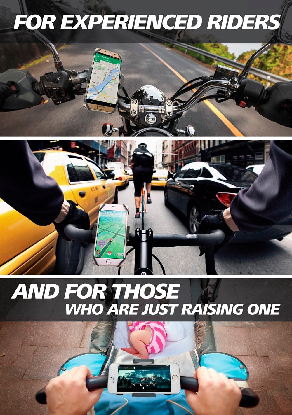 CAW.CAR Accessories Metal Bike & Motorcycle Phone Mount - The Only Unbreakable Handlebar Holder for iPhone, Samsung or Any Other Smartphone. +100 to Safeness & Comfort