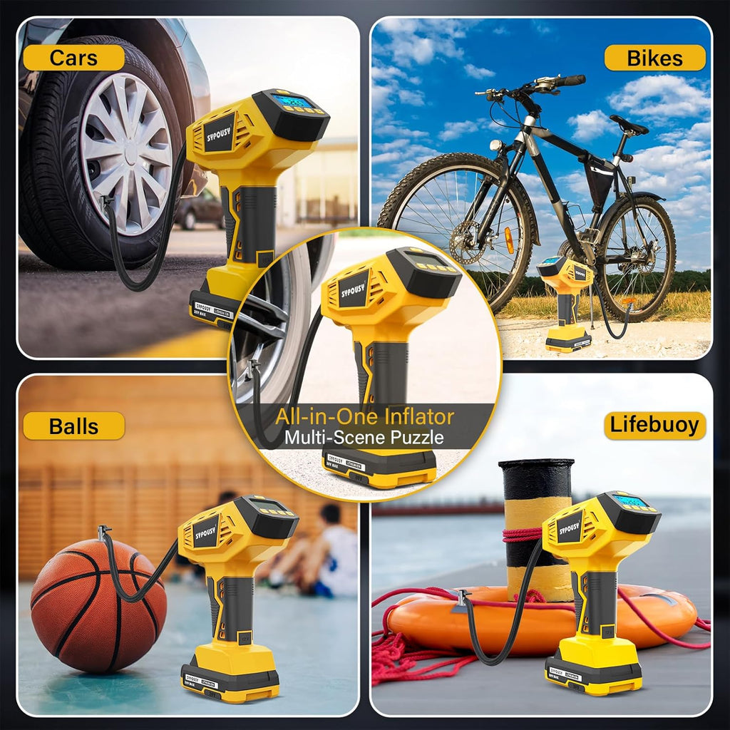 Upgraded Tire Inflator Portable Air Compressor, 160PSI Cordless Air Pump with 20V Rechargeable Battery, 2X Faster Inflation, Digital Pressure Gauge for Car, Motorcycle, E-Bike & Balls
