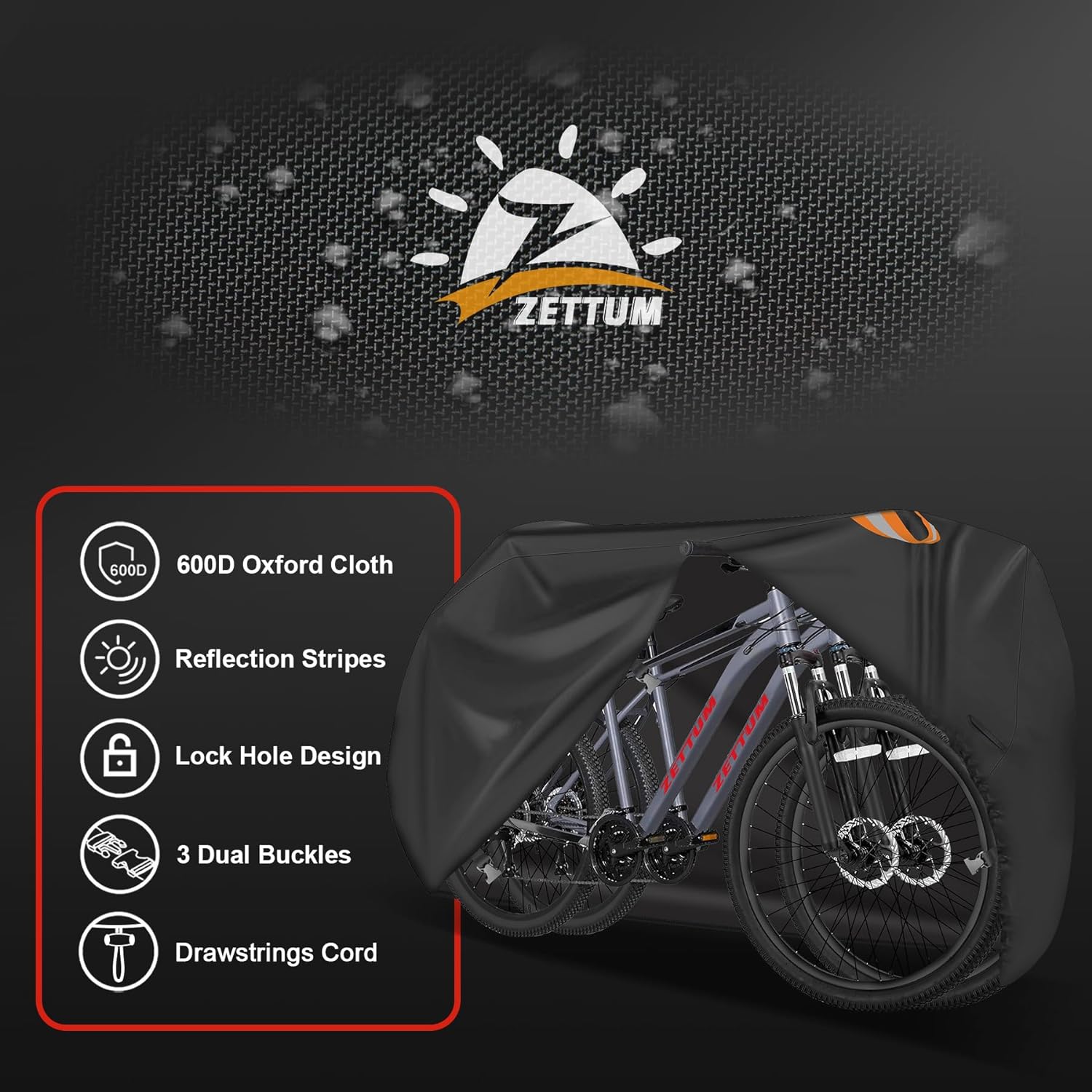 Zettum Bike Cover for 2 Bikes - 600D Bike Covers Outdoor Storage Waterproof & Heavy Duty, Bicycle Cover for 2 eBike, Mountain Bike, Road Bike, Hybrid Bike, Beach Cruiser Bike, Scooter and More