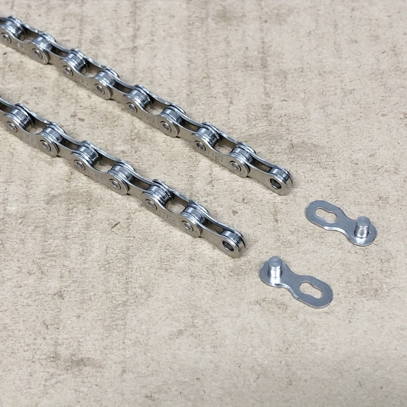 9-Speed Durable Tungsten Steel Mountain Bike Chain with Magic Buckle - Effortless Installation, Fits MTB & Road Bikes, Enhanced Durability for Smooth Cycling Performance, Road Bike Chain, Sleek Metallic Finish, Durable Construction