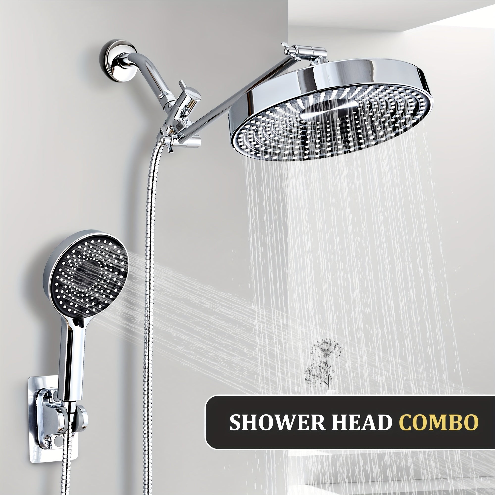 10-Inch High-Pressure Rainfall Showerhead with a Handheld Option, Featuring Three Spray Modes, Adjustable Swivel, And Anti-Leak Nozzles, Perfect for Bathroom Additions