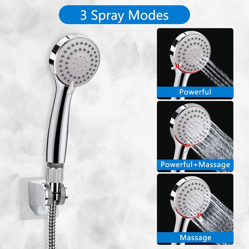 10-Inch High-Pressure Rainfall Shower Head And Handheld Shower Combination Featuring a 12-Inch Adjustable Extension Arm, with Three Adjustable Settings And an Anti-Leak Design, Including a Holder And Hose, Both Height And Angle Adjustable