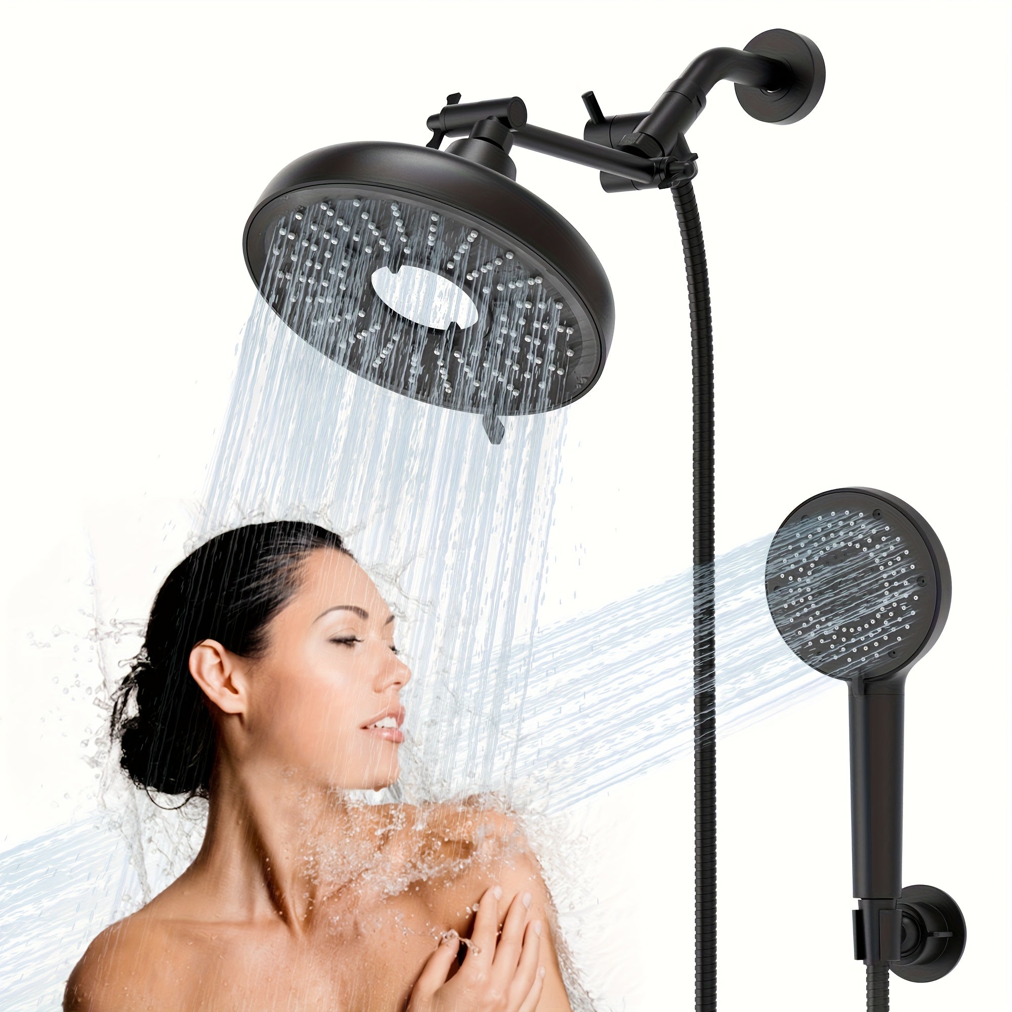 Dual Shower Head Combo Set High Pressure Luxury Double Shower Heads With Rain Shower Sprayer 3-Way Shower Heads With Handheld Spray Combo