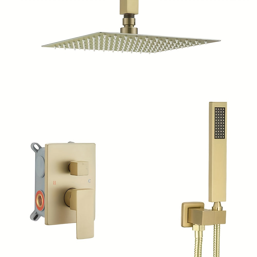 10 12 16 Inch Ceiling Mounted Shower System Rain Mixer Shower Combo Set Rainfall Shower Head System Matte Black Shower Faucet Rough-in Valve Body And Trim Included