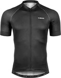 Mens Cycling Jersey 3 Rear Pockets Moisture Wicking Short Sleeve Quick Dry Reflective Biking Shirts