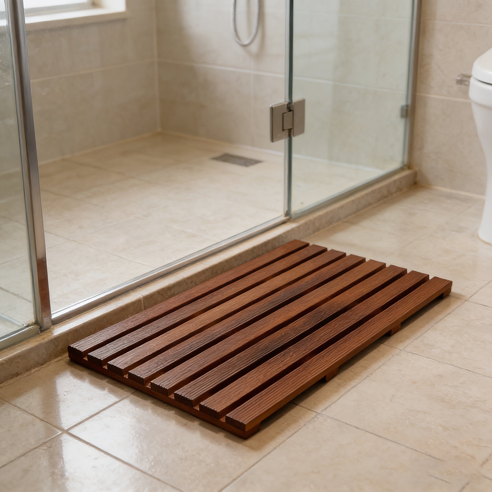 Natural Teak Shower Mat, Non-Slip Bath Mat for Indoor Outdoor, 21\