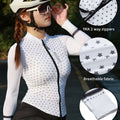 WOSAWE Women's Breathable Reflective Cycling Jersey - Full-Zip Long Sleeve Outdoor Sports Jacket with Adjustable Cuff, Polka Dot Design, Lightweight & Stretchy Fabric for Spring\u002FSummer\u002FFall, Cycling Accessories