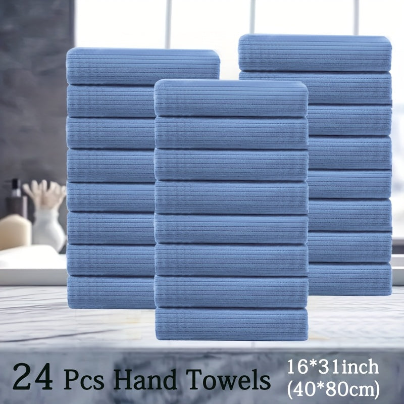 24pcs Premium Hand Towel Set, Ultra Soft Light Beige-Friendly Microfiber Towel Set, Highly Absorbent Quick Dry Hand\u002FFace Towel for Bathroom Hotel And Kitchen Towel-Home Essentials And Accessories