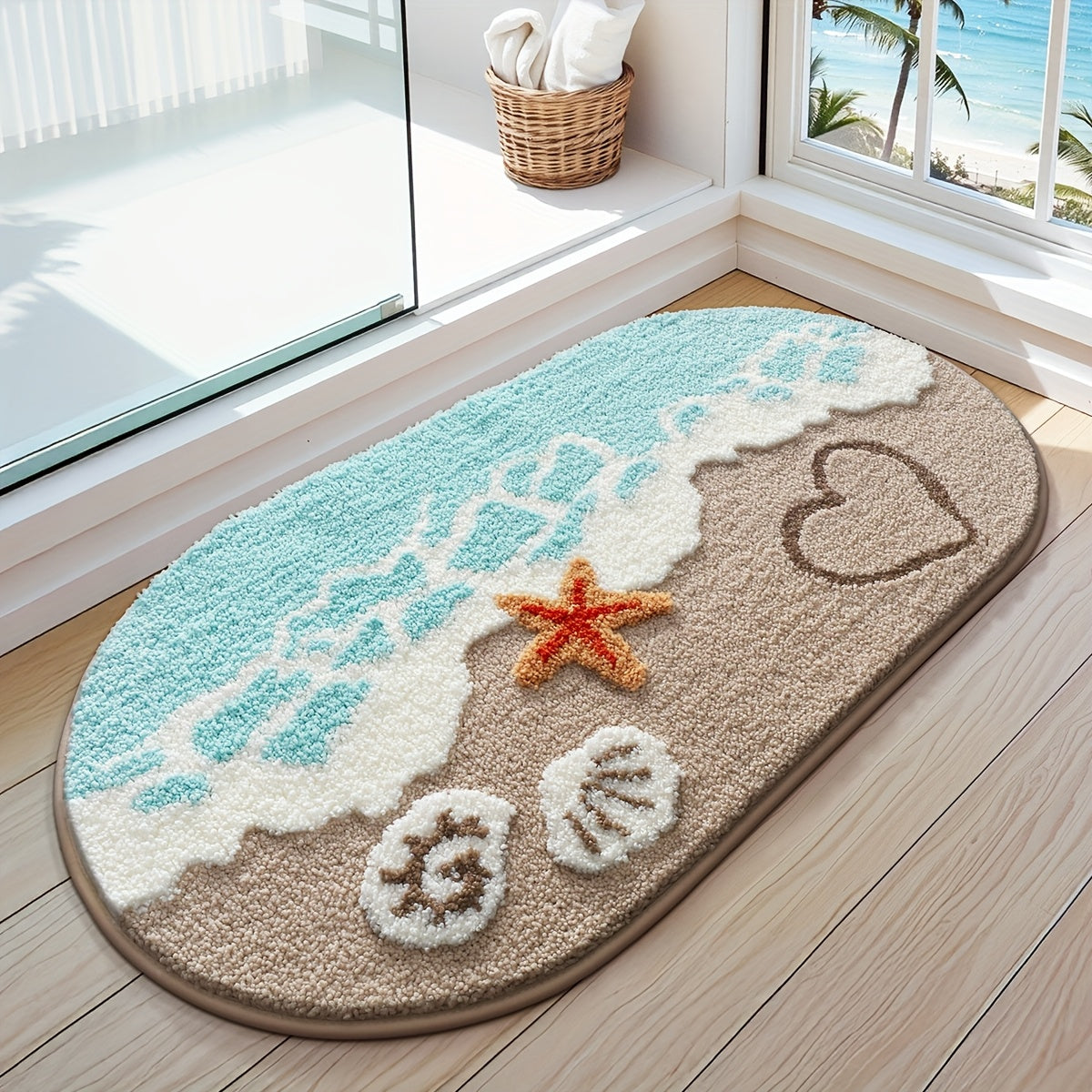 Soft Beach Carpet Soft & Absorbent Beach Carpet with Anti-Slip Backing | 22x34 Inches | Perfect for Bathroom, Kitchen, Entrance, Bathtub Edge, Footrest & Wet\u002FDry Transition Areas