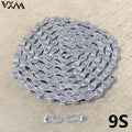 9-Speed Durable Tungsten Steel Mountain Bike Chain with Magic Buckle - Effortless Installation, Fits MTB & Road Bikes, Enhanced Durability for Smooth Cycling Performance, Road Bike Chain, Sleek Metallic Finish, Durable Construction