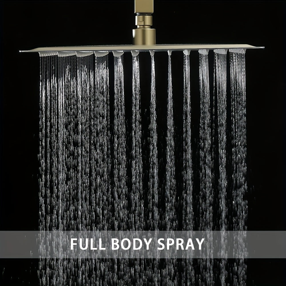 10 12 16 Inch Ceiling Mounted Shower System Rain Mixer Shower Combo Set Rainfall Shower Head System Matte Black Shower Faucet Rough-in Valve Body And Trim Included