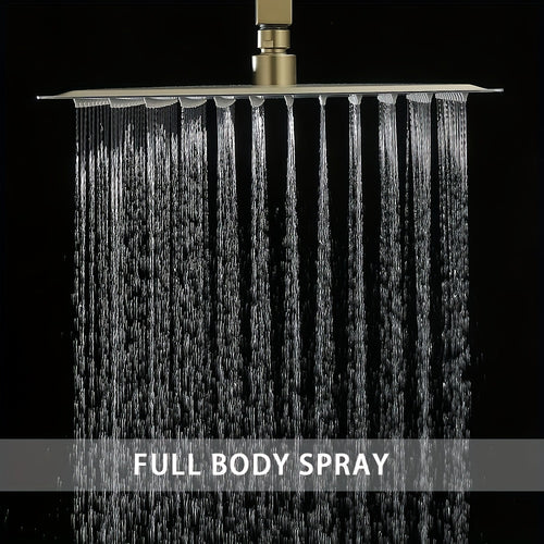 10 12 16 Inch Ceiling Mounted Shower System Rain Mixer Shower Combo Set Rainfall Shower Head System Matte Black Shower Faucet Rough-in Valve Body And Trim Included