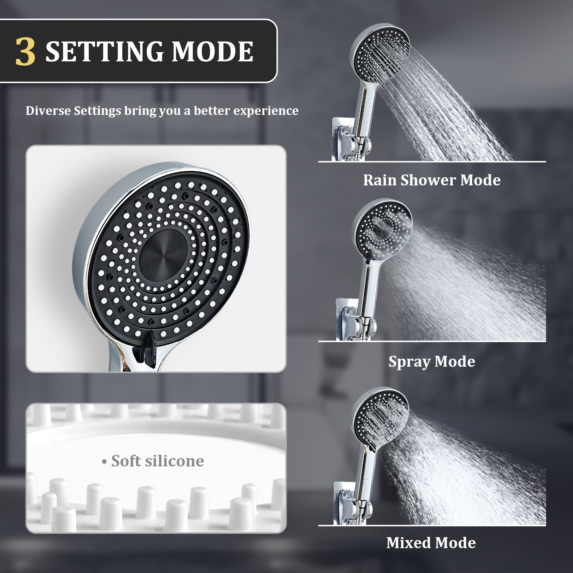 10-Inch High-Pressure Rainfall Showerhead with a Handheld Option, Featuring Three Spray Modes, Adjustable Swivel, And Anti-Leak Nozzles, Perfect for Bathroom Additions
