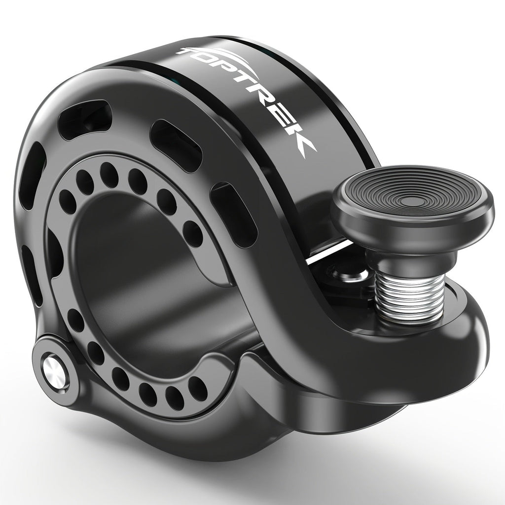 Toptrek Loud Crisp Bicycle Bell with Chrome-Nickel Aluminum Alloy – Rust-Proof, Silicone Clasp for 22.2-31.8mm Handlebars, Invisible Q-Shape Design, 110dB Volume