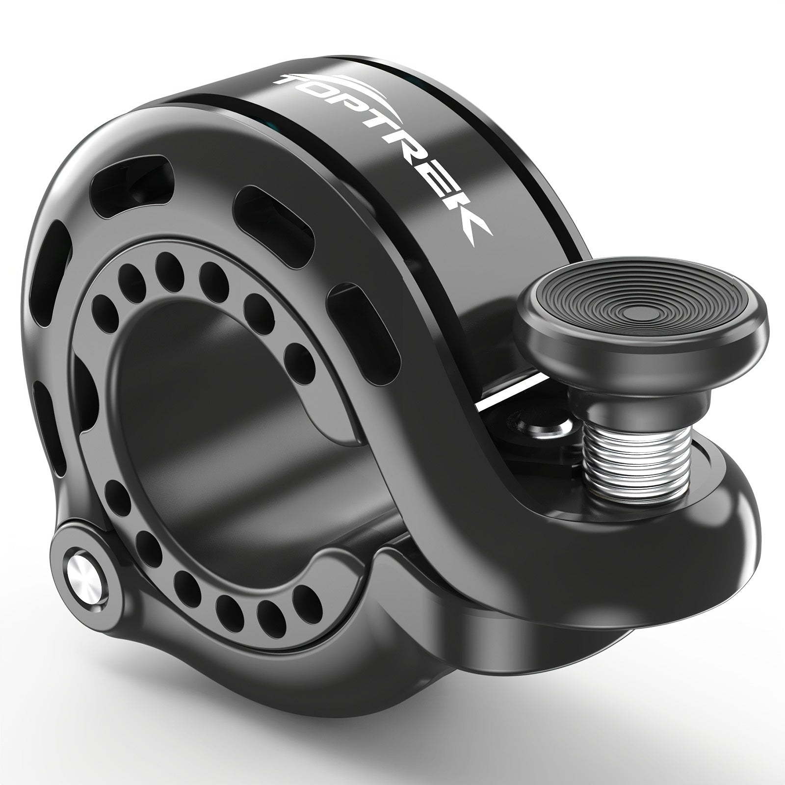 Toptrek Loud Crisp Bicycle Bell with Chrome-Nickel Aluminum Alloy – Rust-Proof, Silicone Clasp for 22.2-31.8mm Handlebars, Invisible Q-Shape Design, 110dB Volume
