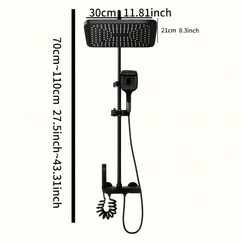 1Set Luxury 4-Way Piano Key Shower System - Thermostatic Rainfall & Handheld Shower Heads, Tub Spout, Bidet Sprayer - Wall Mounted Bath Fixture Set, Waterfall Bathtub Sprayer