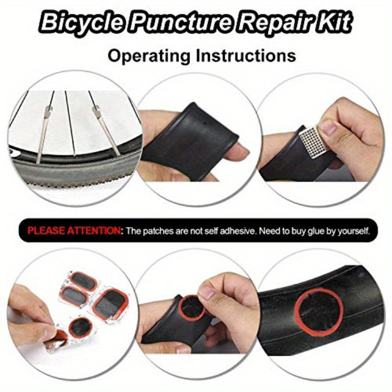 Oumers MultiFunction Bike Bicycle Cycling Mechanic Repair Kit with 3pcs Bike Tire Lever 5pcs Tyre Patches 1pc Tire Rasp Work Bag