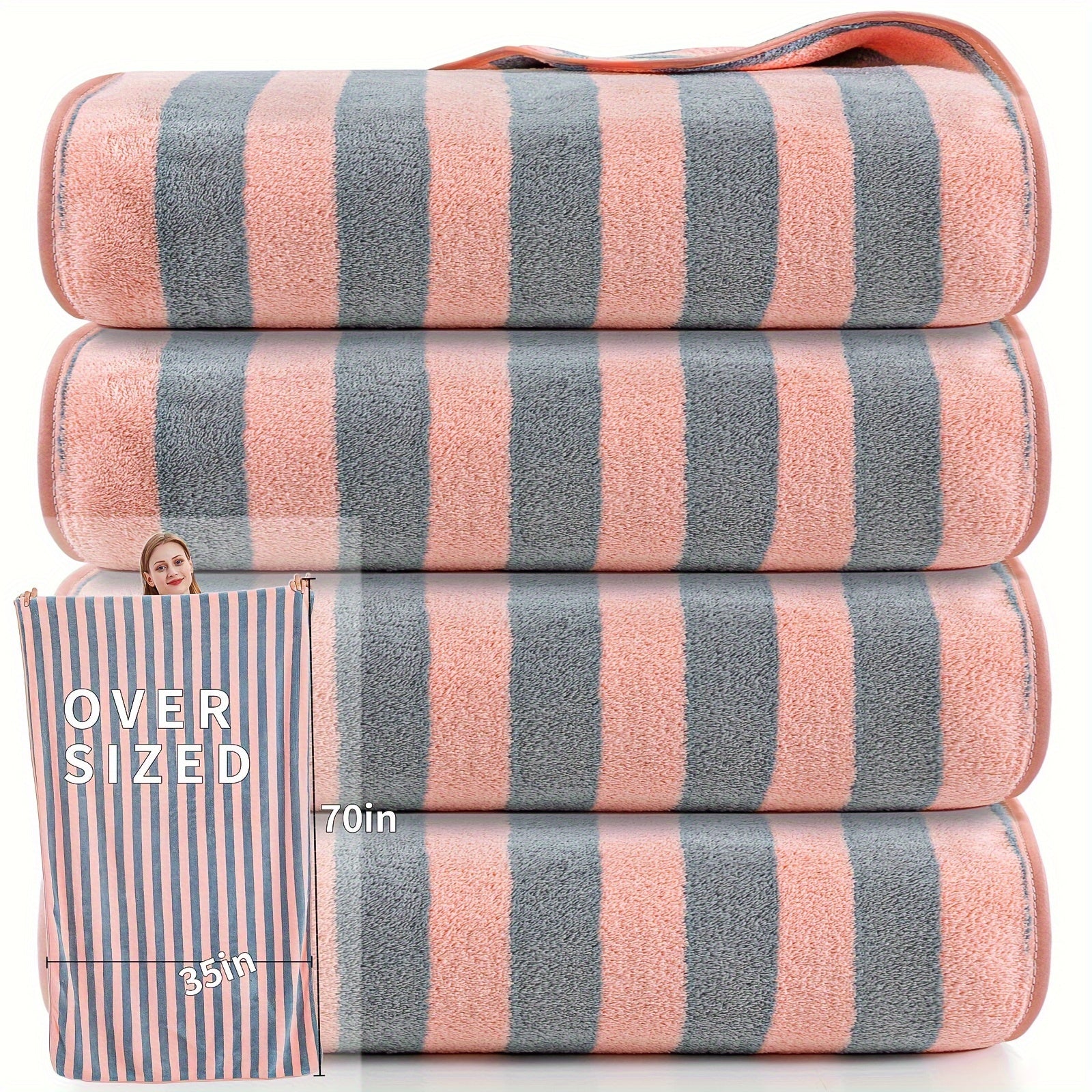 4Pcs Oversized Bath Towels Set - Extra Large Microfiber Bath Sheet Soft Super Absorbent Quick Dry Plus Size Shower Towels - For Family & Hotel Use - Perfect Gift for Housewarming & Spa Lovers