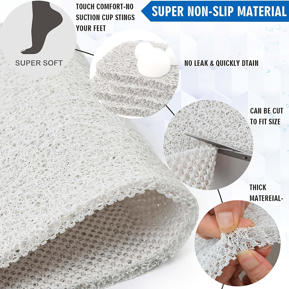 Gray Textured Non Slip Bath Mat Shower Mats for Inside Shower Anti Slip Bathtub Mats for Bathroom PVC Foot Scrubber Loofah Bath Mats for Shower Quick Drying Shower Stall Mats for Wet Areas Floor Home Kitchen Hotel
