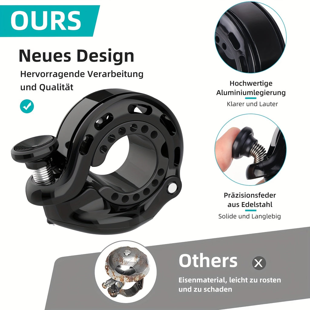 Mountain bike aluminum alloy bell, hidden Airtag bracket bell, thumb bell riding equipment compatible with 22.2-31.8mm handlebars