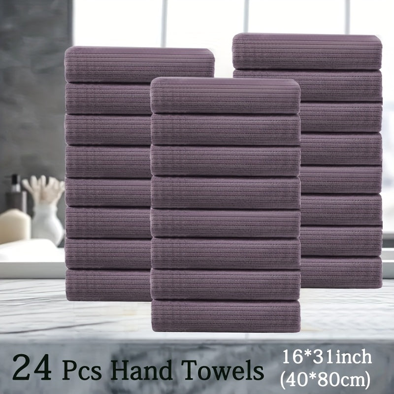 24pcs Premium Hand Towel Set, Ultra Soft Light Beige-Friendly Microfiber Towel Set, Highly Absorbent Quick Dry Hand\u002FFace Towel for Bathroom Hotel And Kitchen Towel-Home Essentials And Accessories