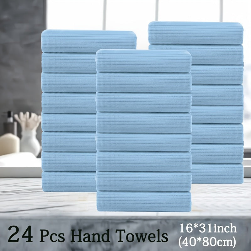 24pcs Premium Hand Towel Set, Ultra Soft Light Beige-Friendly Microfiber Towel Set, Highly Absorbent Quick Dry Hand\u002FFace Towel for Bathroom Hotel And Kitchen Towel-Home Essentials And Accessories