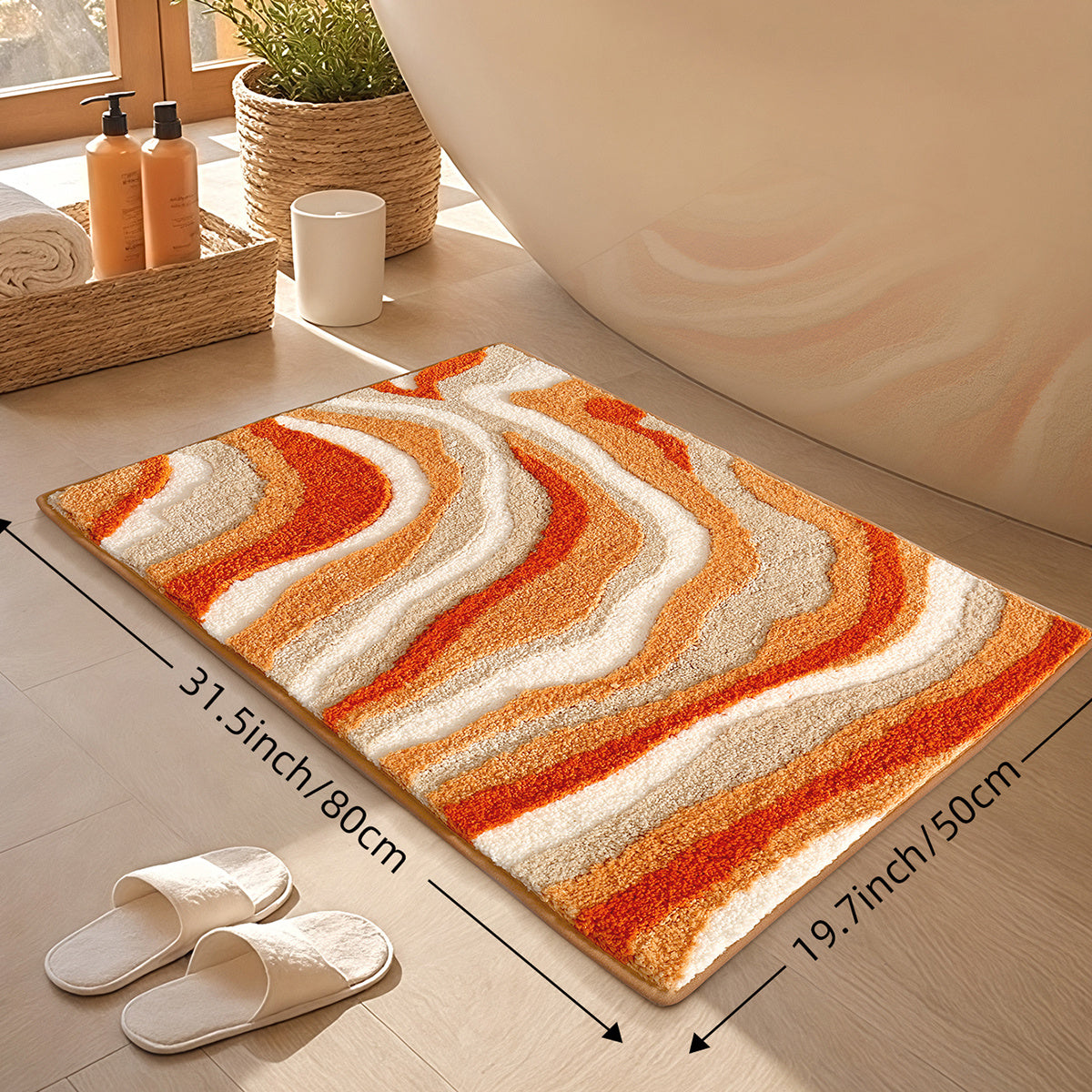 2PC Bathroom Floor Mats Set,Soft Absorbent Bathroom Rug Floor Mats, Non-Slip Bathtub Mat, Summer Beach Design, Machine Washable,Room Decor,For Sinks,Showers,Bathroom Accessories