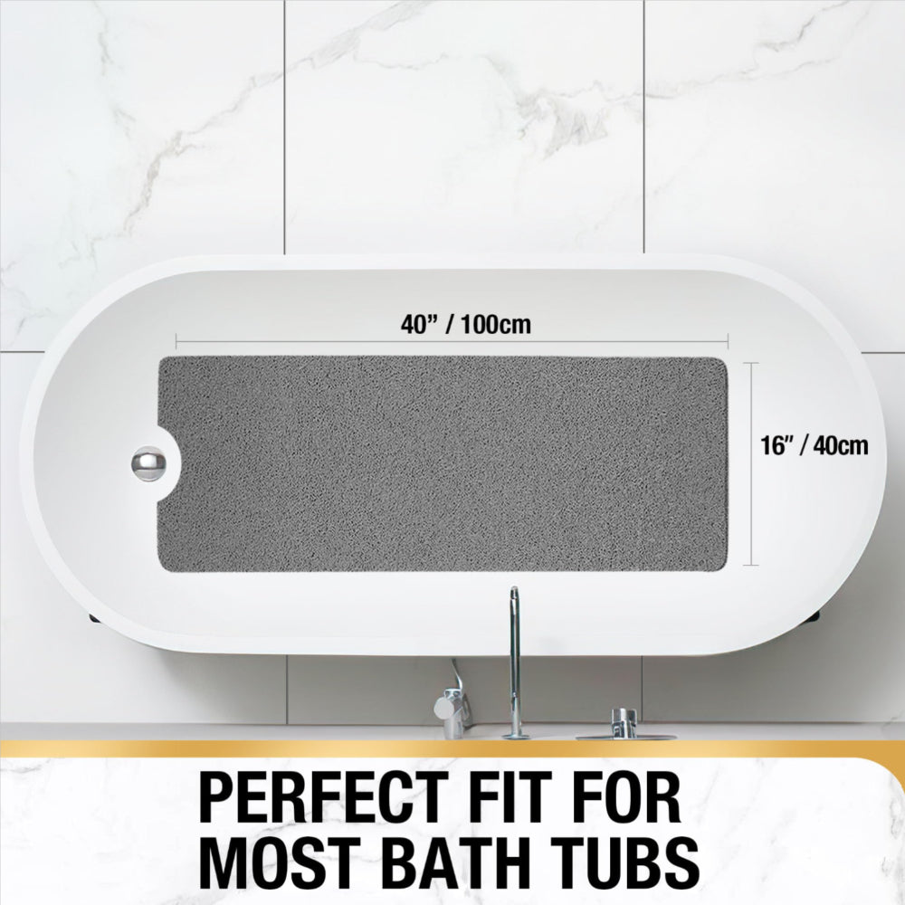 Gray Textured Non Slip Bath Mat Shower Mats for Inside Shower Anti Slip Bathtub Mats for Bathroom PVC Foot Scrubber Loofah Bath Mats for Shower Quick Drying Shower Stall Mats for Wet Areas Floor Home Kitchen Hotel